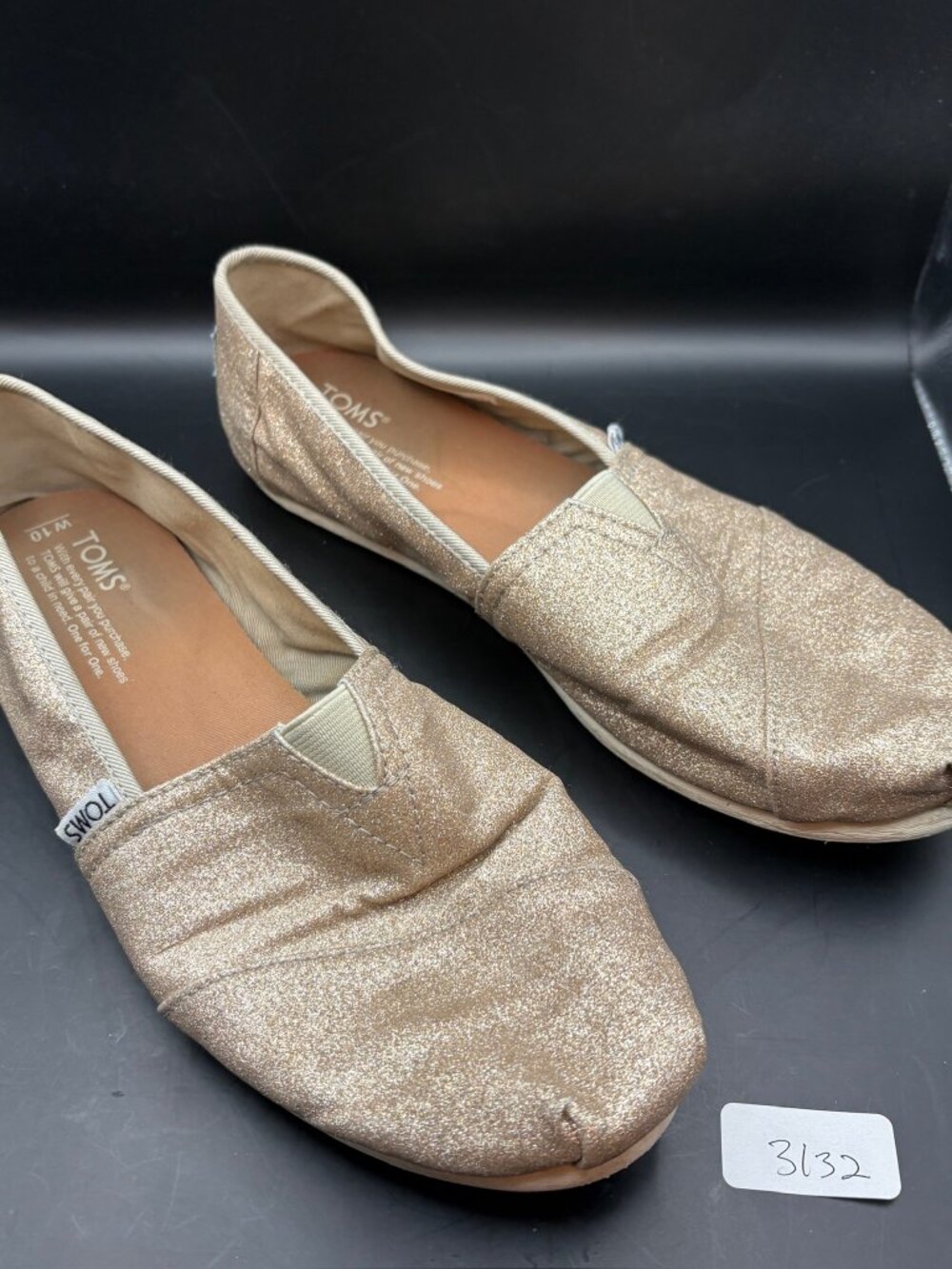 TOMS Gold/Rose Gold glitter/sparkly alpargatas size 10 - Good Used Condition